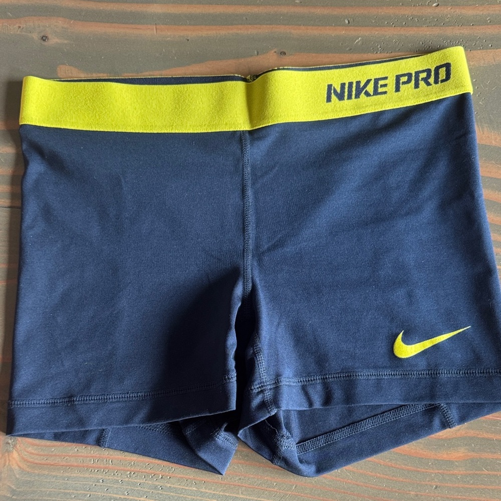 Nike Navy and Yellow Athletic Shorts